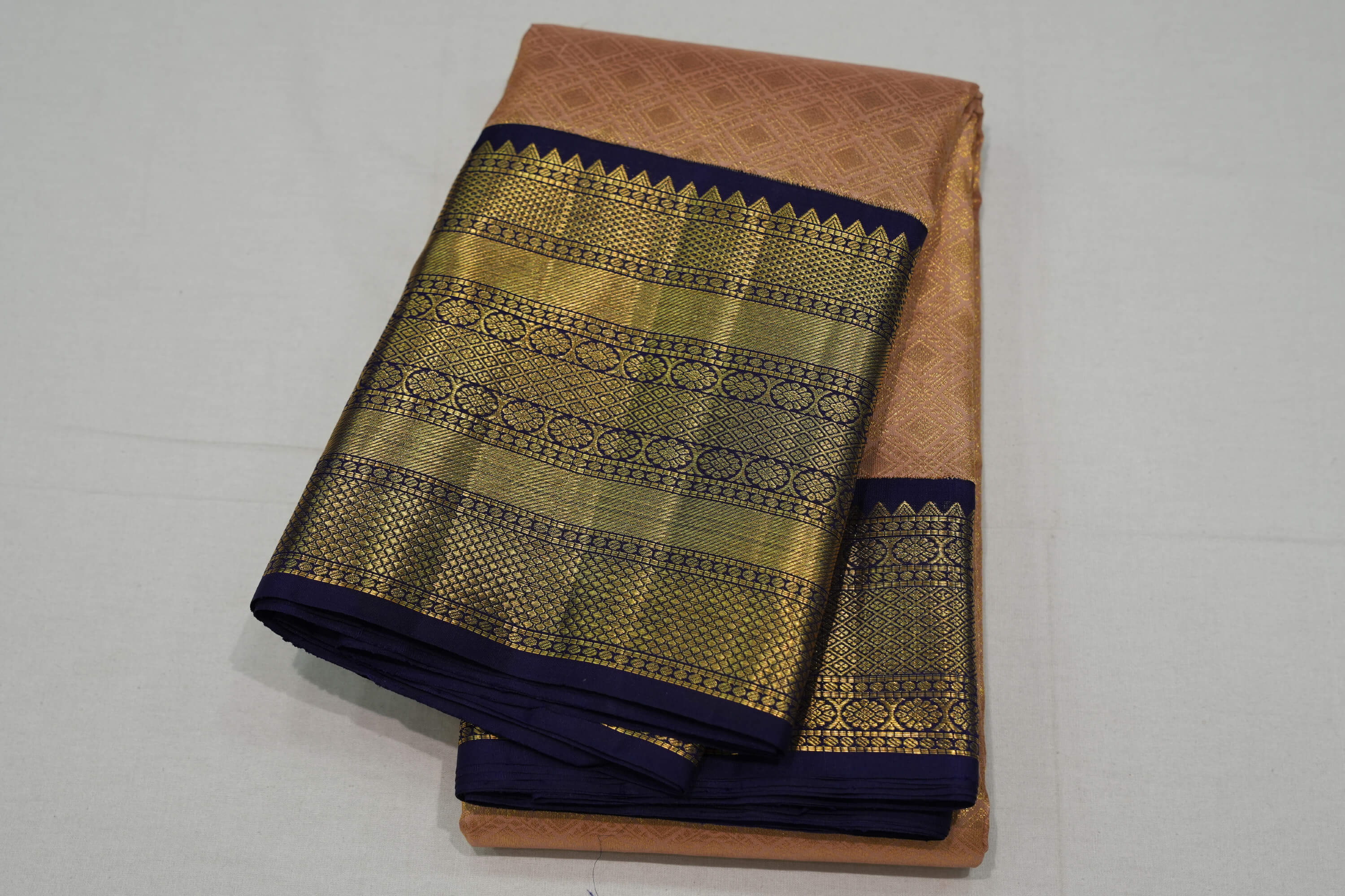 Dark Beige Bridal Kanjivaram Silk Saree SS6936