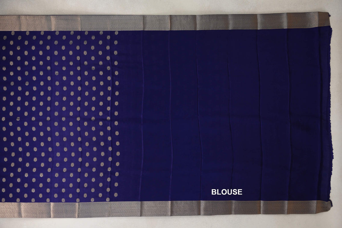 Deep Royal Blue Mysore Silk Saree blouse