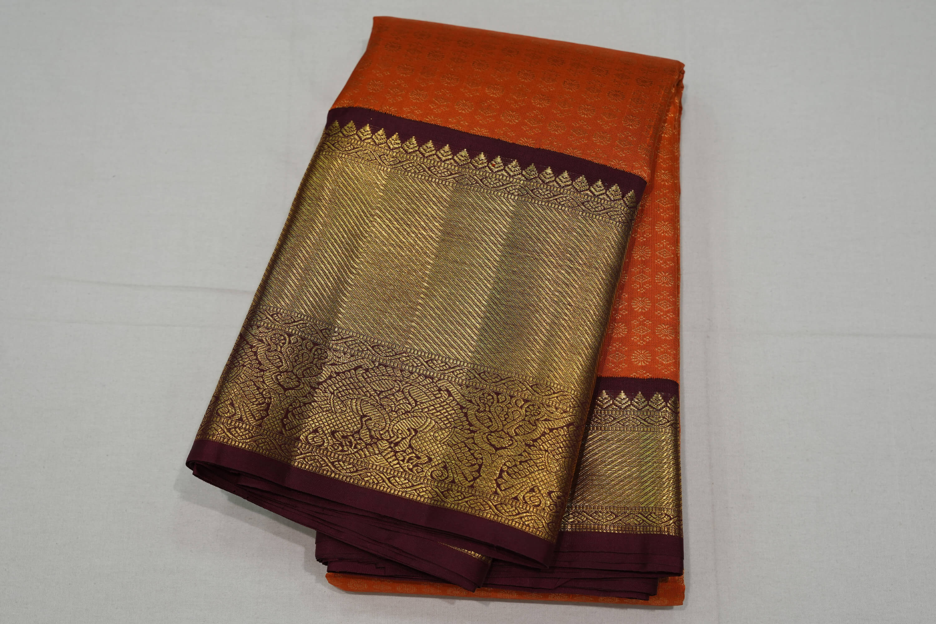 Fanta Orange Bridal Kanjivaram Silk Saree SS6935