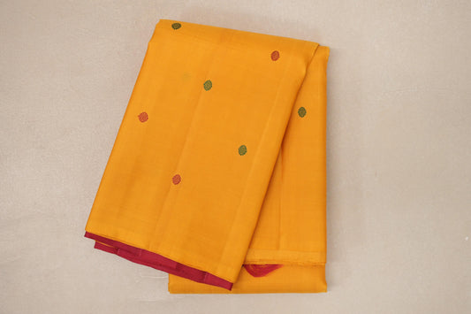 Mango Yellow Borderless Vintage Kanjivaram Silk Saree