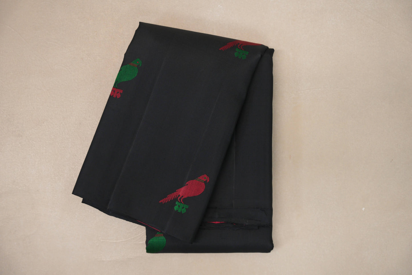 Black Borderless Vintage Kanjivaram Silk Saree