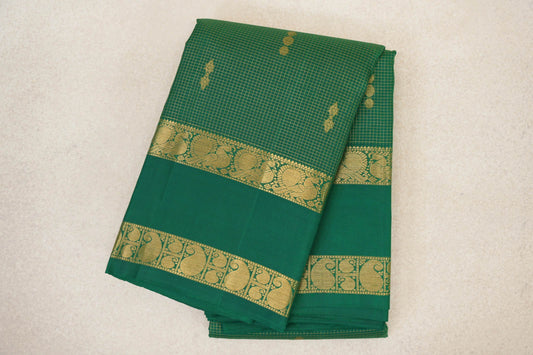 Forest Green Zari Checks with Rettai Pettu Borders Vintage Kanjivaram Silk Saree