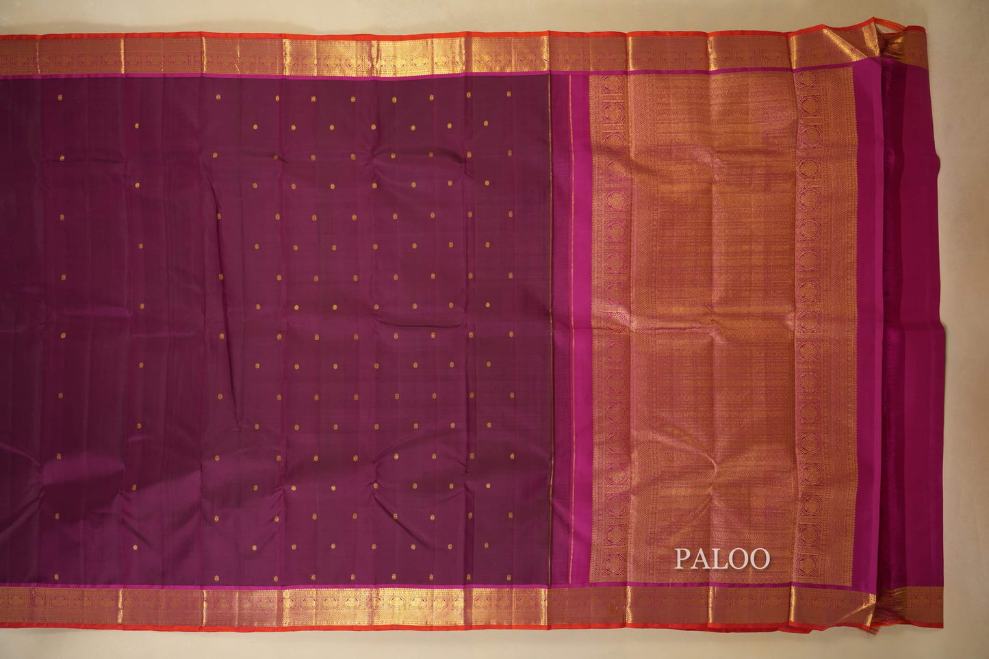 Wine Maroon Vintage Kanjivaram Silk Saree Paloo