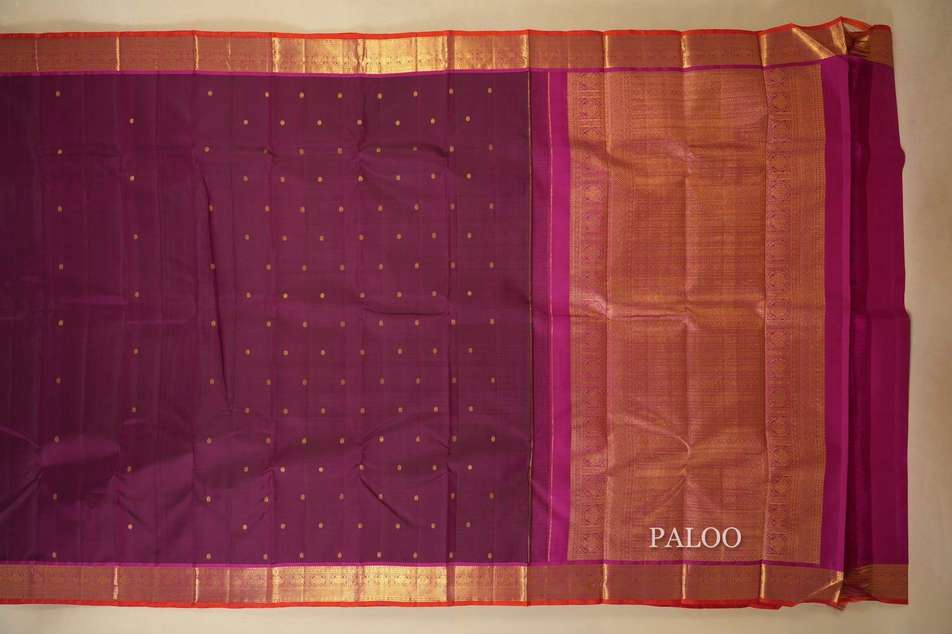 Wine Maroon Vintage Kanjivaram Silk Saree Paloo