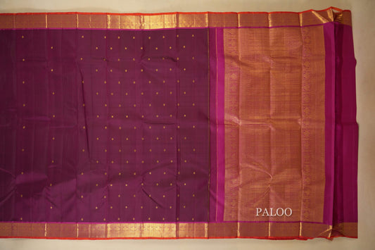 Wine Maroon Vintage Kanjivaram Silk Saree Paloo