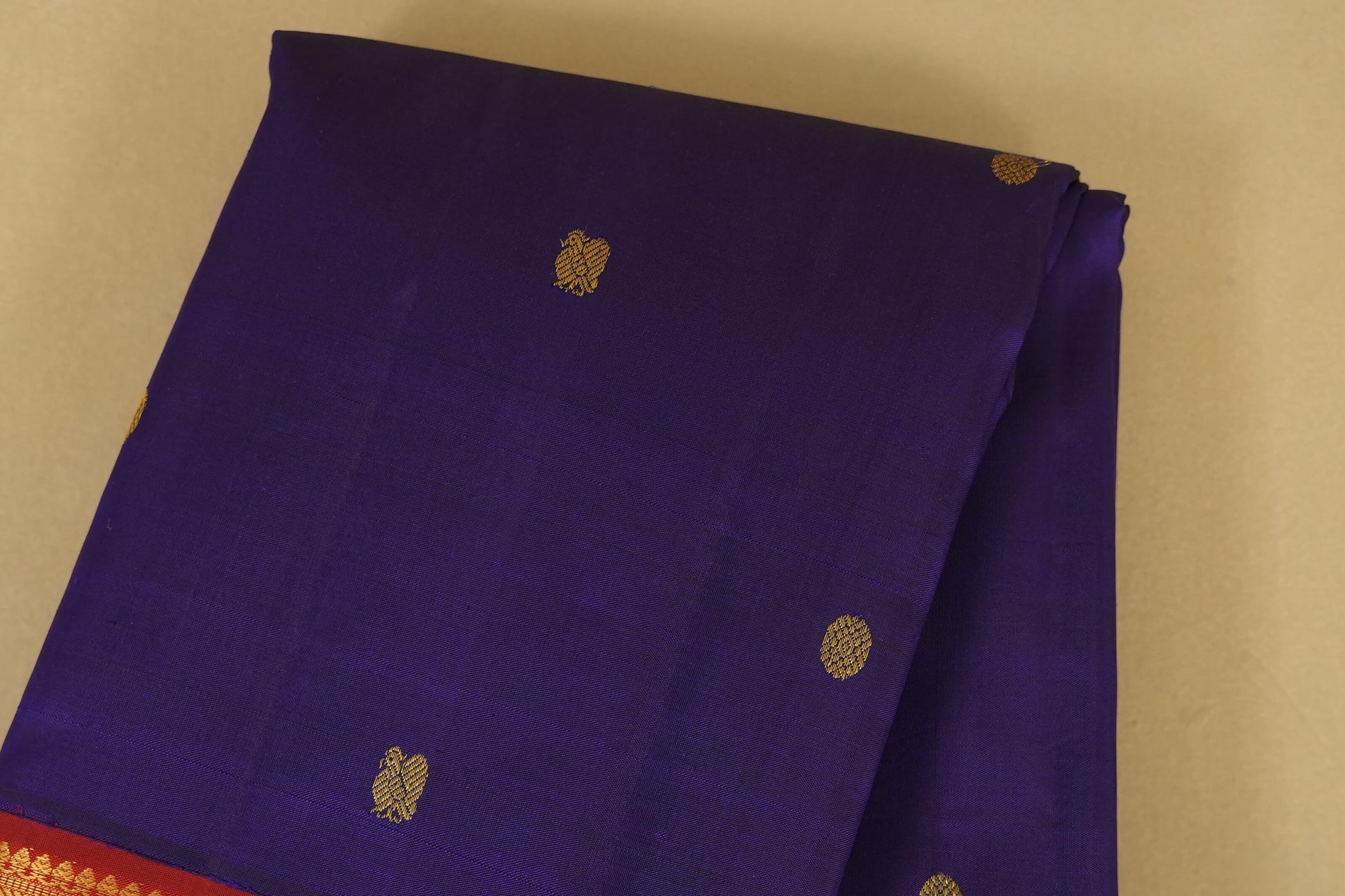 Ink Blue Vintage Kanjivaram Silk Saree body zoom