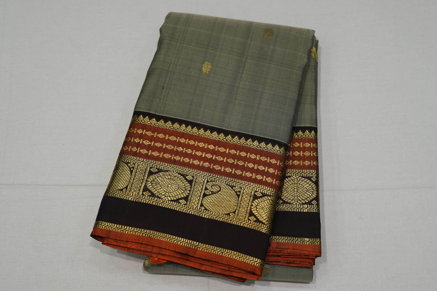 Grey vintage kanchipuram silk saree