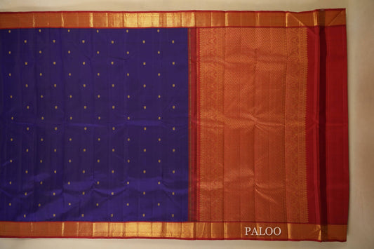 Ink Blue Vintage Kanjivaram Silk Saree paloo