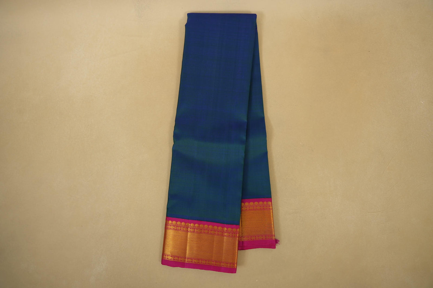 Peacock Green with Pink Borders Vintage Kanjivaram Silk Saree SS8276
