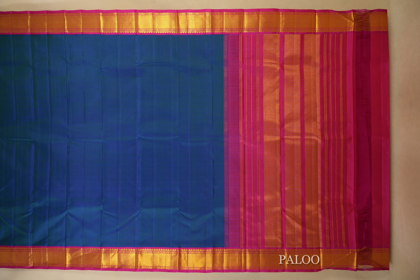 Peacock Green Vintage Kanjivaram Silk Saree Paloo