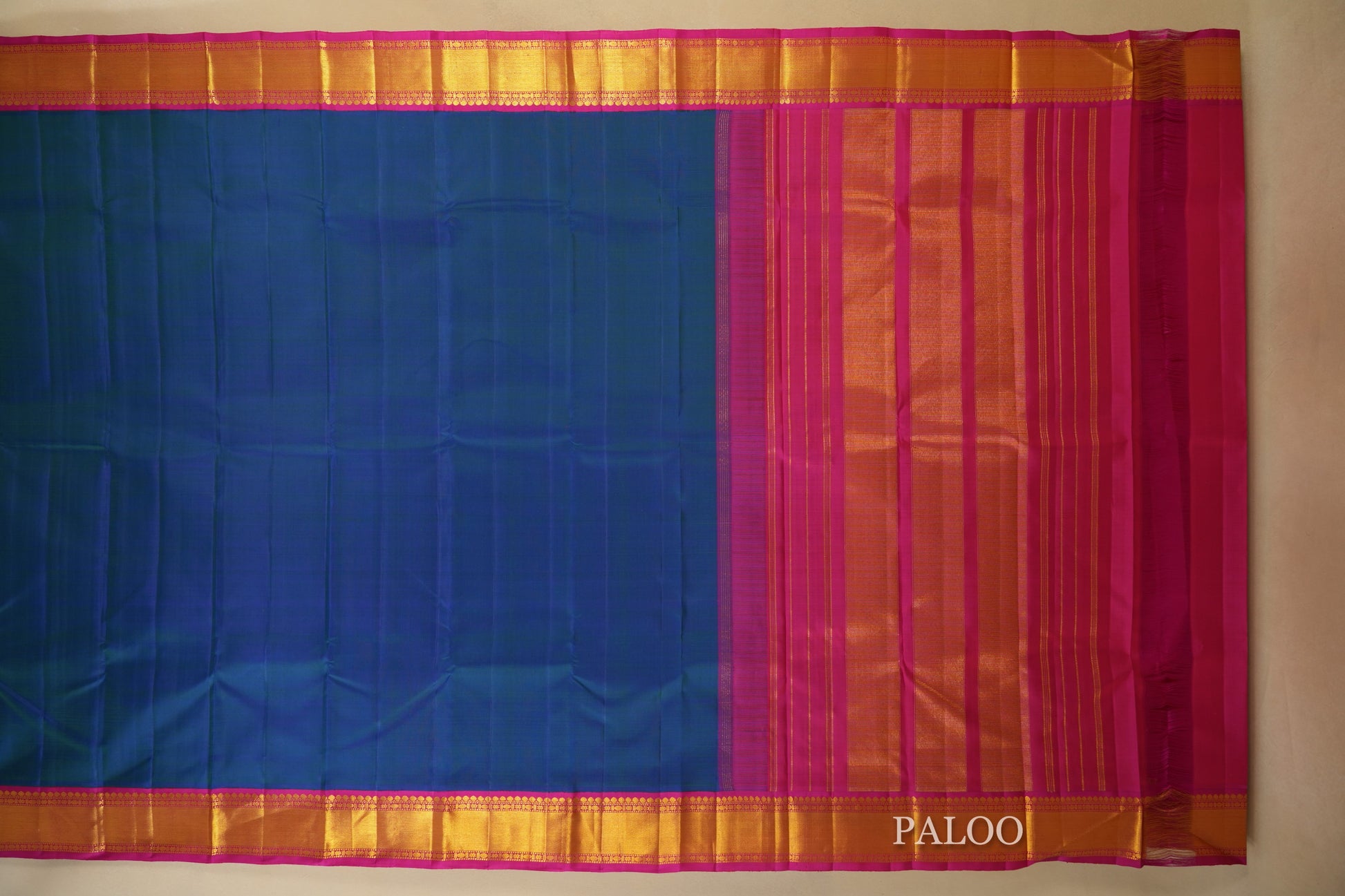 Peacock Green Vintage Kanjivaram Silk Saree Paloo