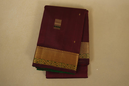 Folded Burgundy Maroon Vintage Kanjivaram Silk Saree
