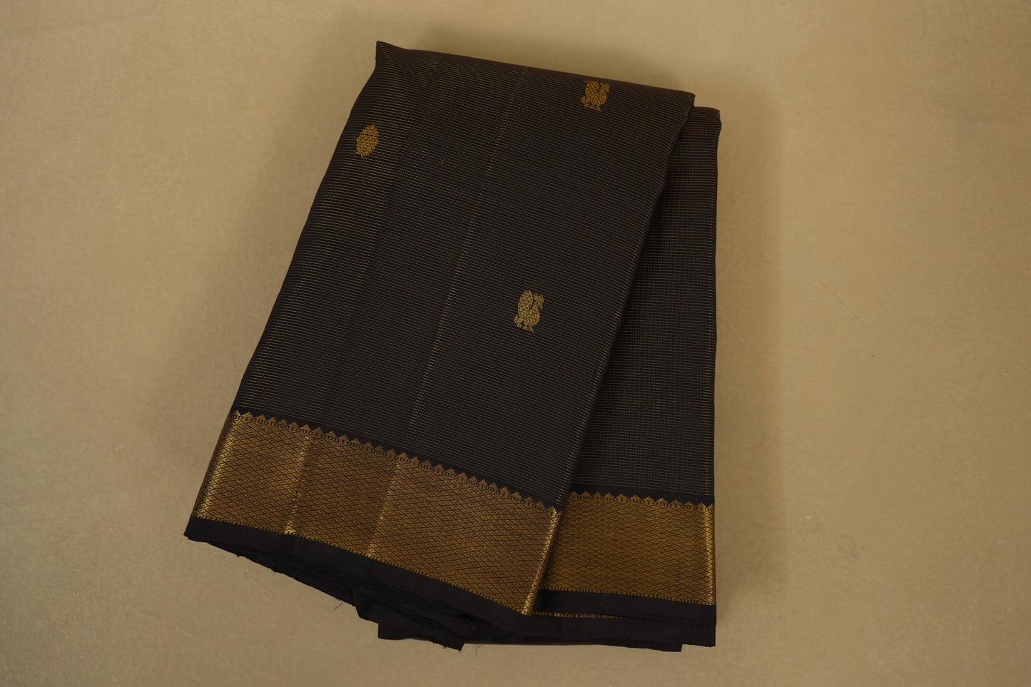 Folded Deep Brown Vintage Kanjivaram Silk Saree