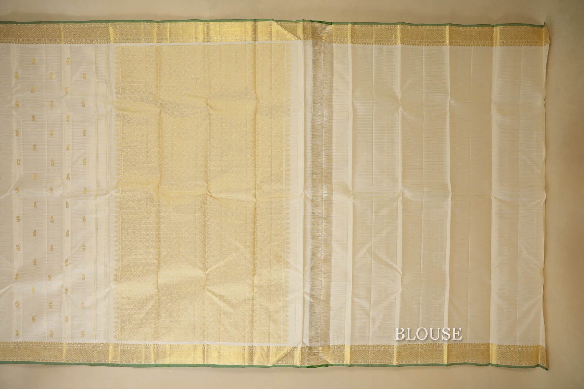 Half White Vintage Kanjivaram Silk Saree Blouse