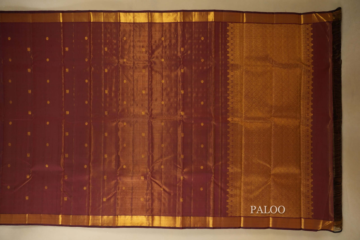 Burgundy Maroon Vintage Kanjivaram Silk Saree Paloo