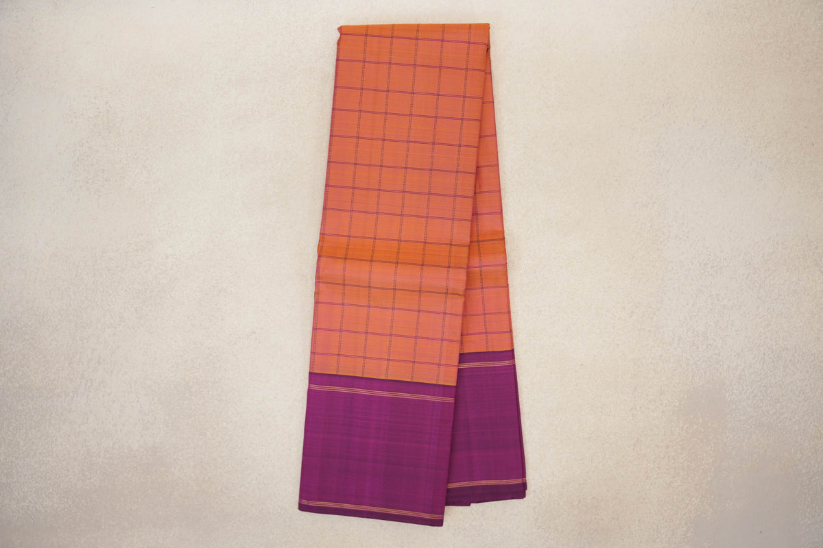 Online Dual Tone of Mustard Yellow and Pink with Deep Magenta Purple Borders Vintage Kanjivaram Silk Saree