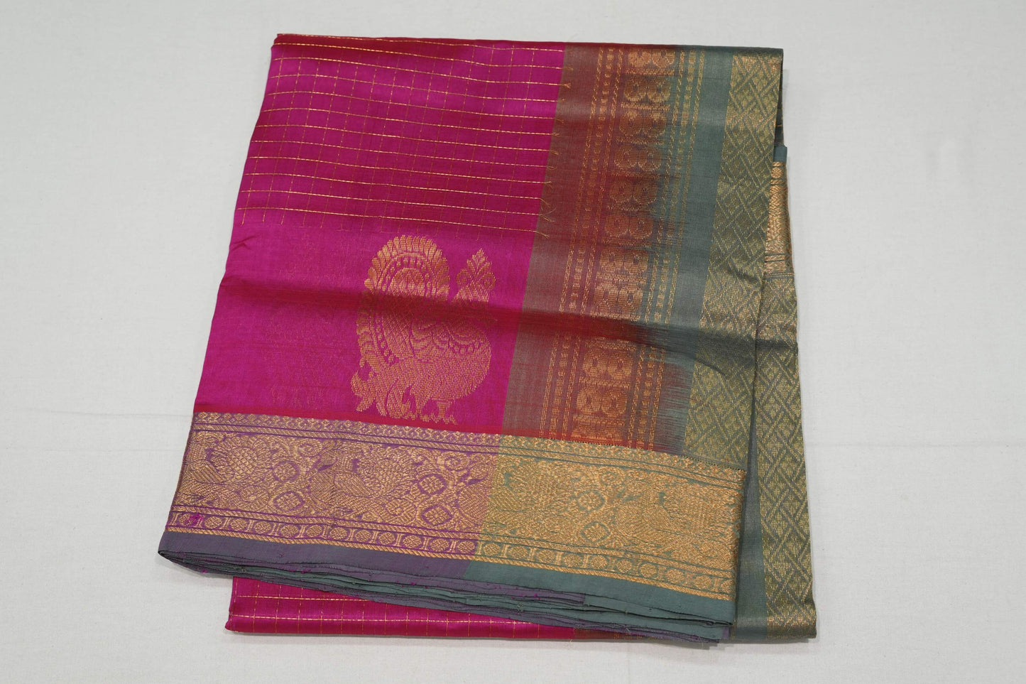 Pink silk cotton saree