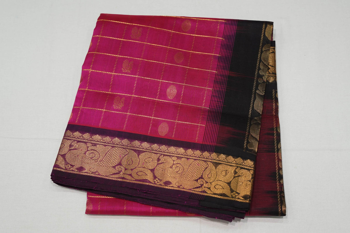 Rani pink silk cotton saree