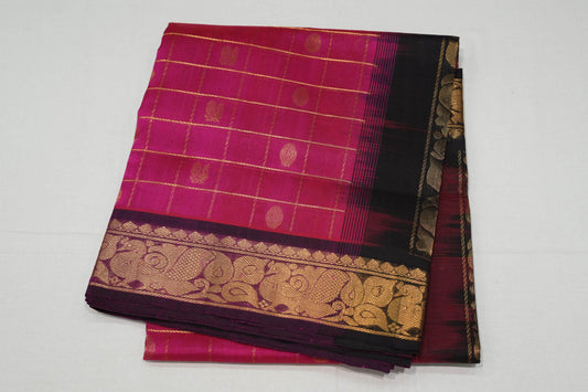 Rani pink silk cotton saree