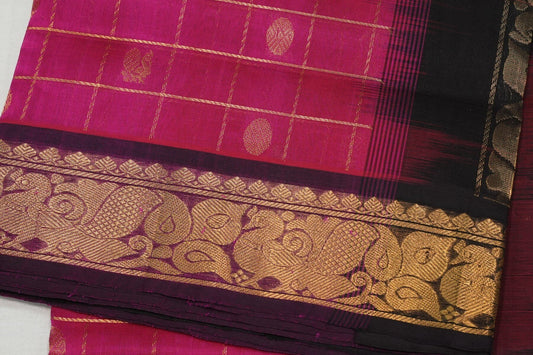 Checked silk cotton saree