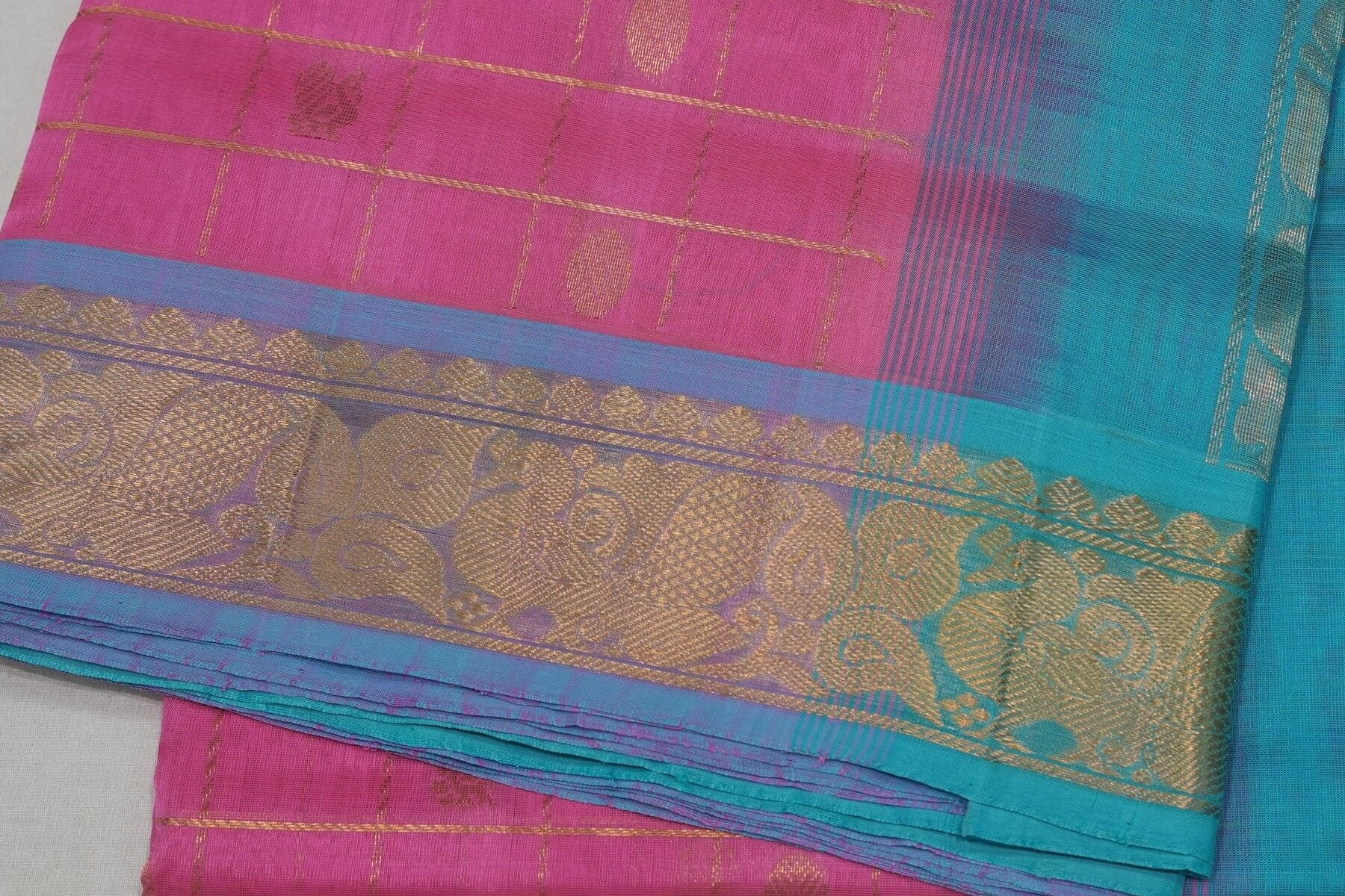 Checked silk cotton saree