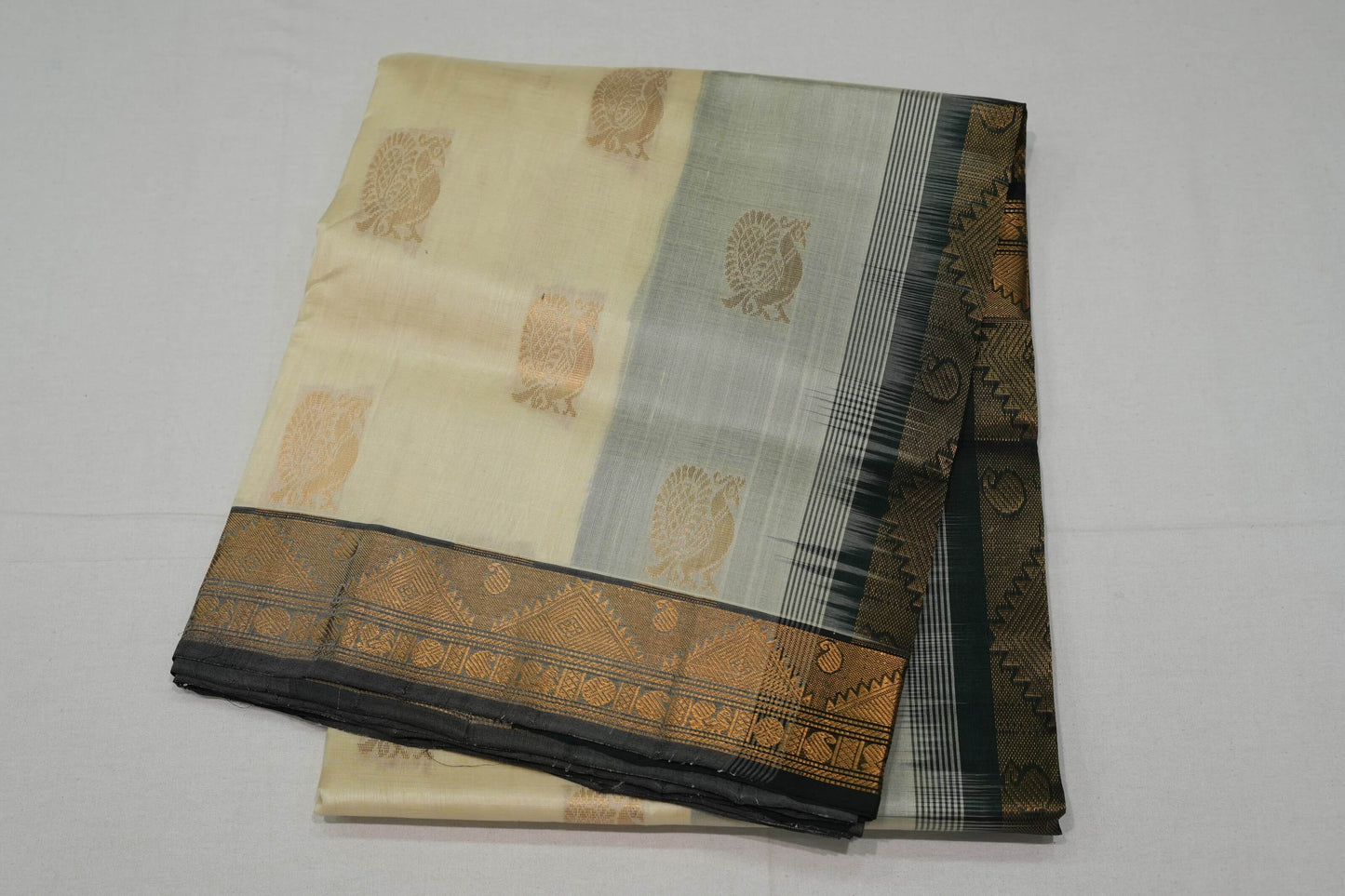 Off-white silk cotton saree