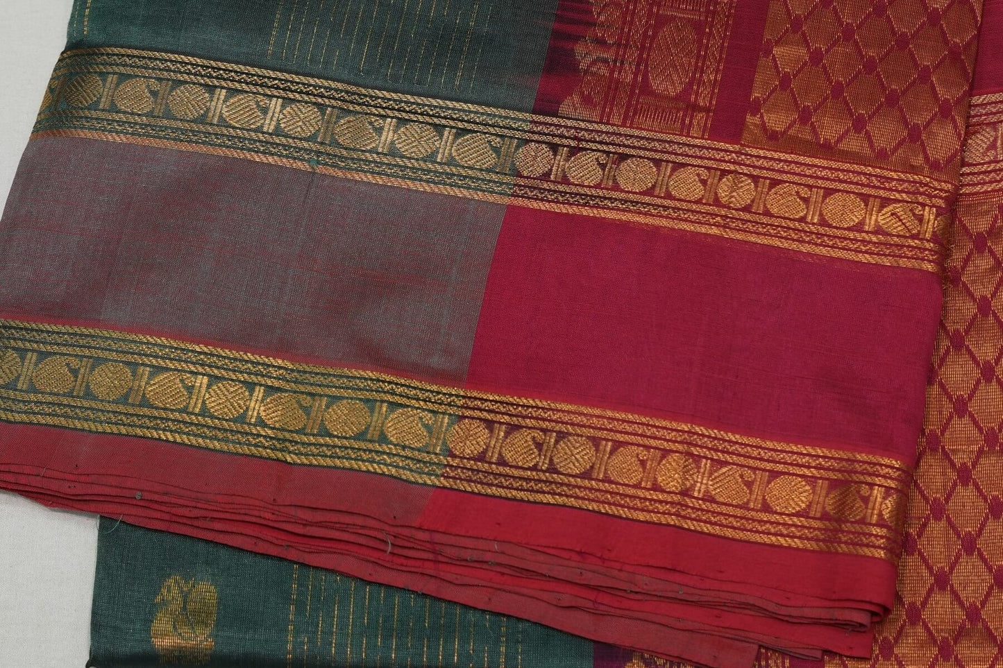 Checked silk cotton saree
