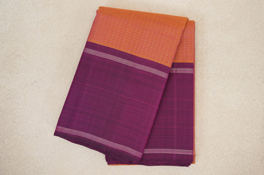 Dual Tone of Mustard Yellow and Pink with Deep Magenta Purple Borders Vintage Kanjivaram Silk Saree