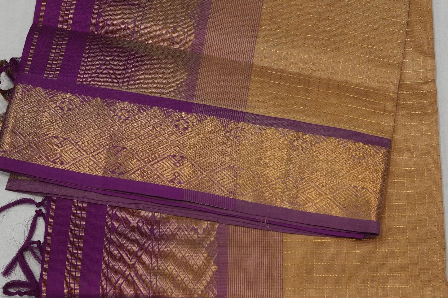 Checked silk cotton saree