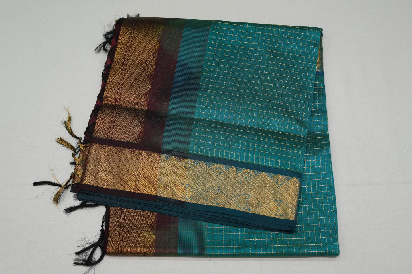 Peacock green silk cotton saree