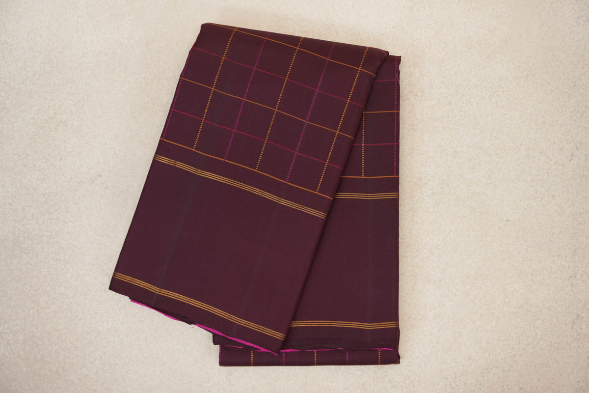 Wine Maroon with Rettai Pettu Borders Vintage Kanjivaram Silk Saree