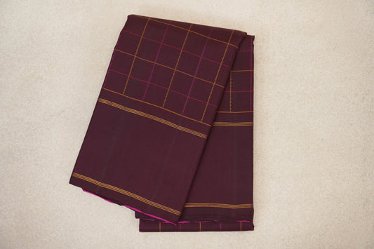 Wine Maroon with Rettai Pettu Borders Vintage Kanjivaram Silk Saree