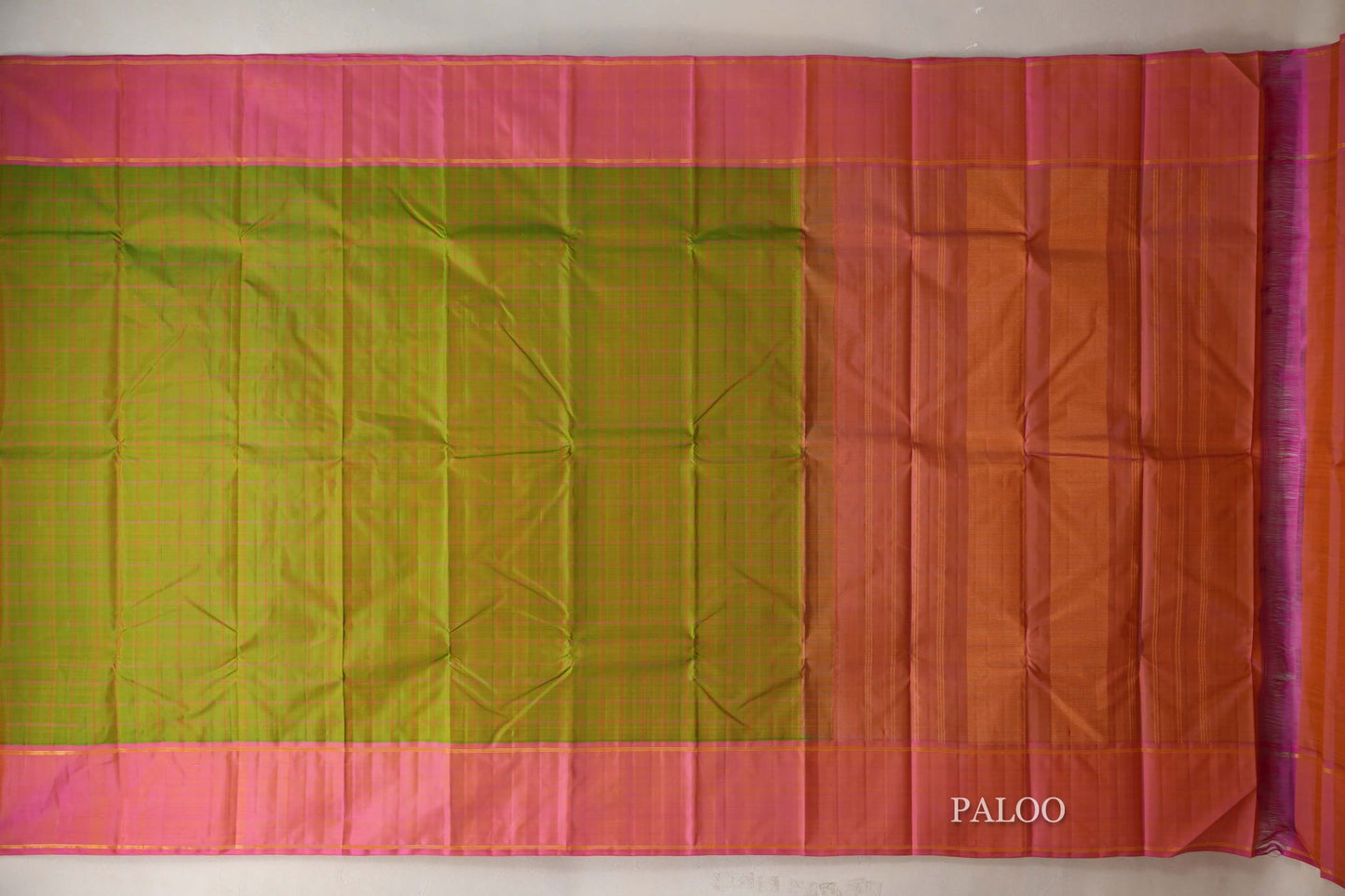 Yellowish Green Vintage Kanjivaram Silk Saree paloo