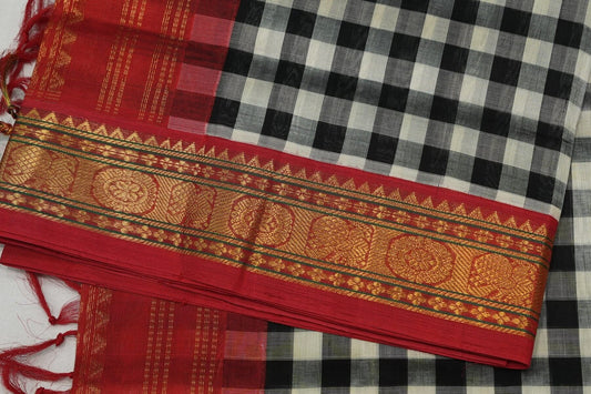 Checked silk cotton saree