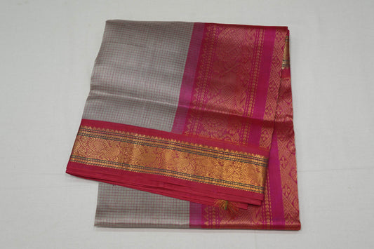 Silver grey silk cotton saree