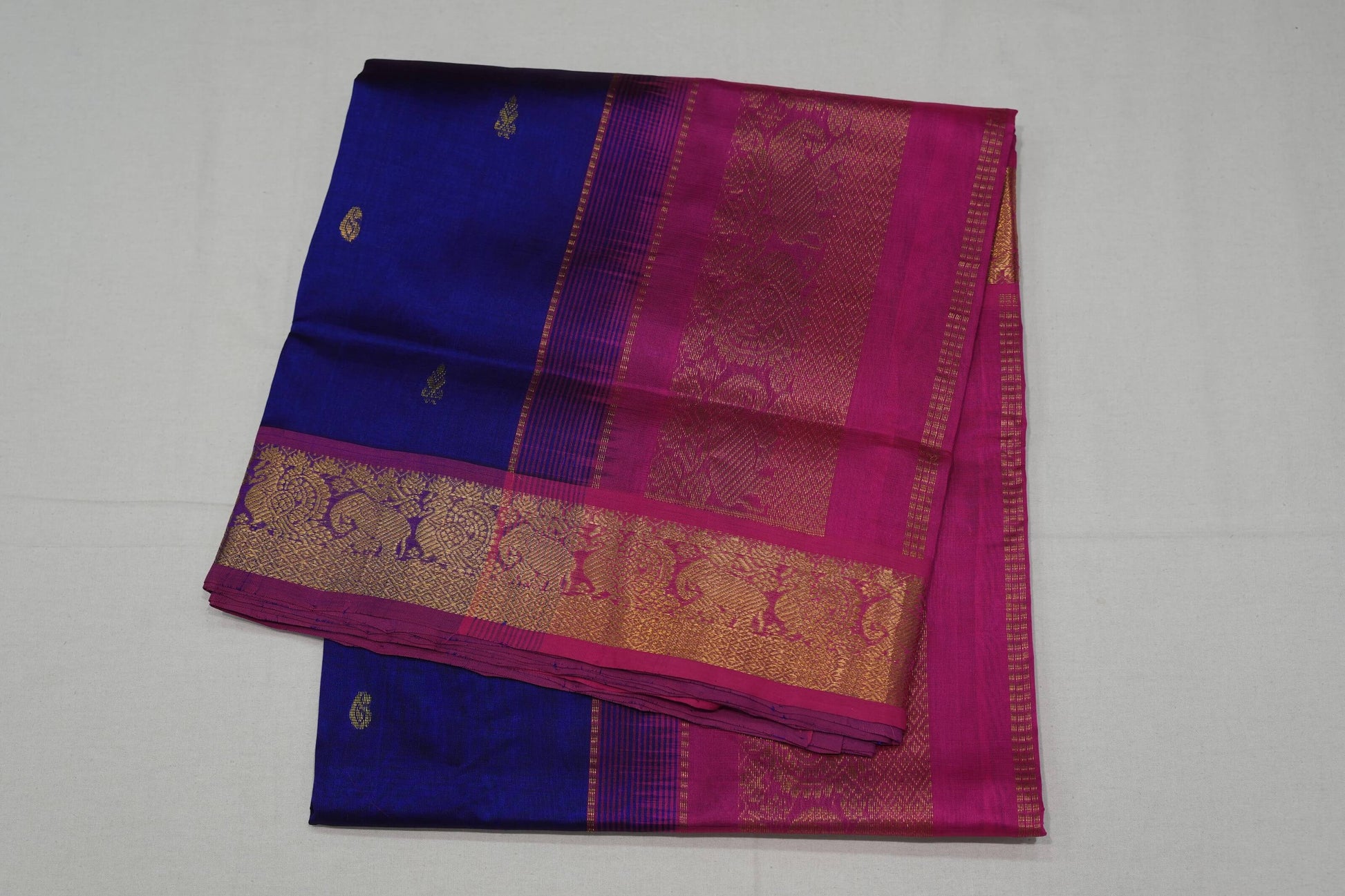 Royal blue silk cotton saree