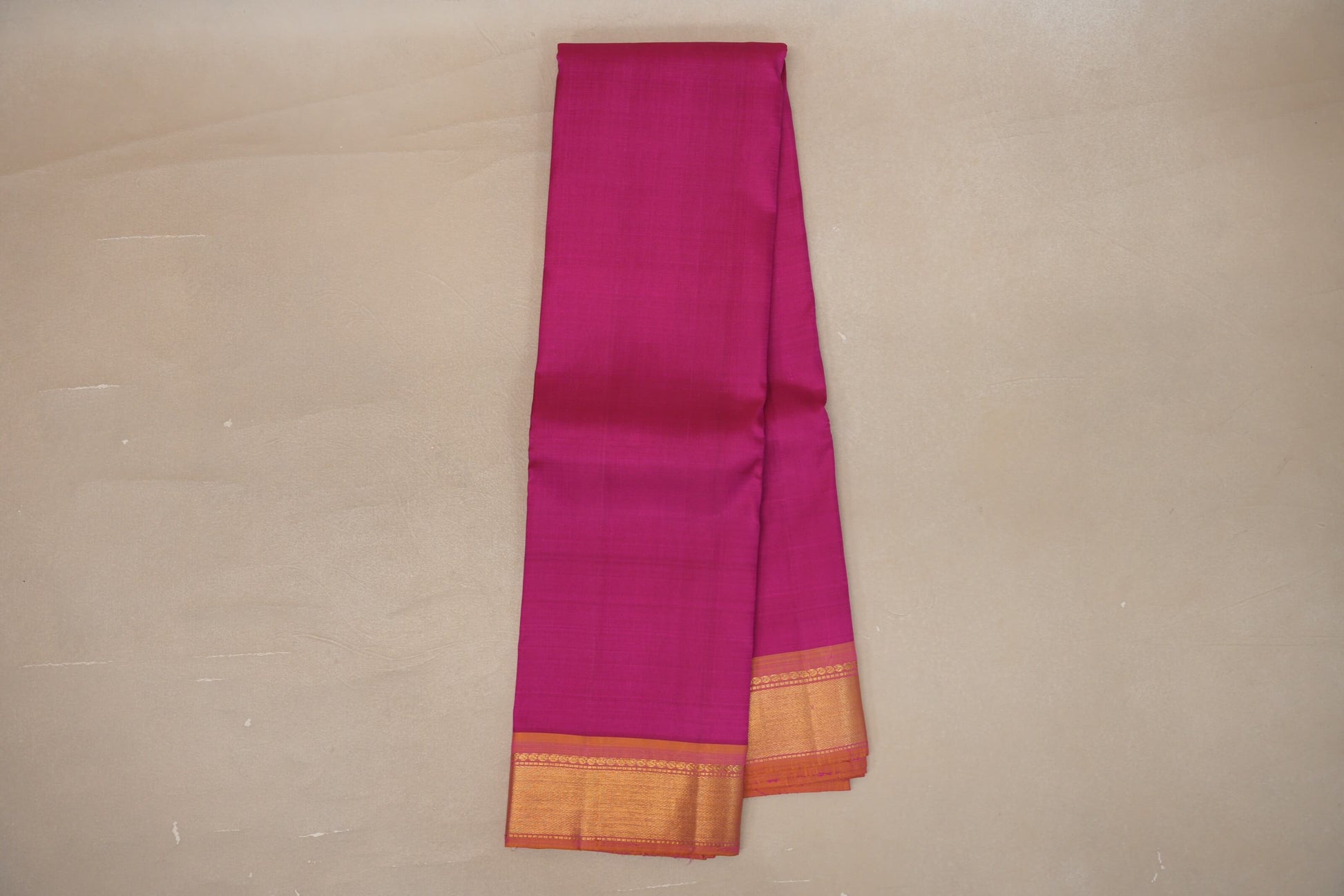 Online Magenta with Dual Tone of Pink and Mustard Borders Vintage Kanjivaram Silk Saree 