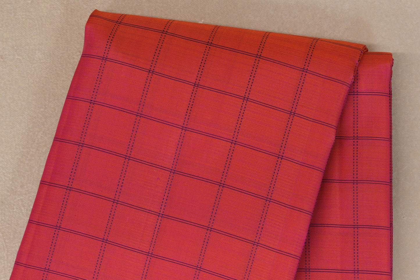 Orangish Pink with Deep Magenta Borders Vintage Kanjivaram Silk Saree body