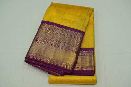 Yellow vintage kanchipuram silk saree
