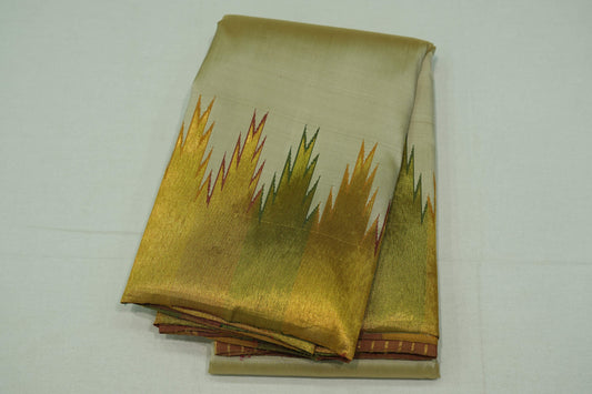 Beige kanchipuram silk saree