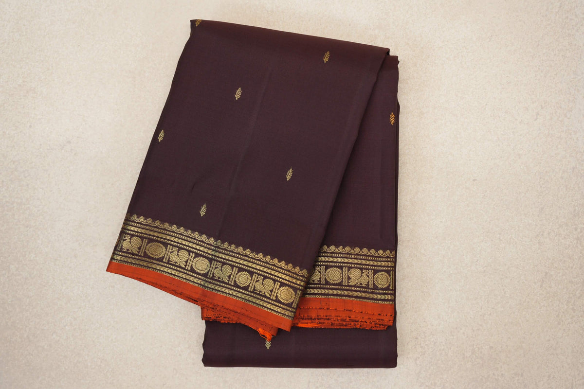 Deep Plum Brown Vintage Kanjivaram Silk Saree