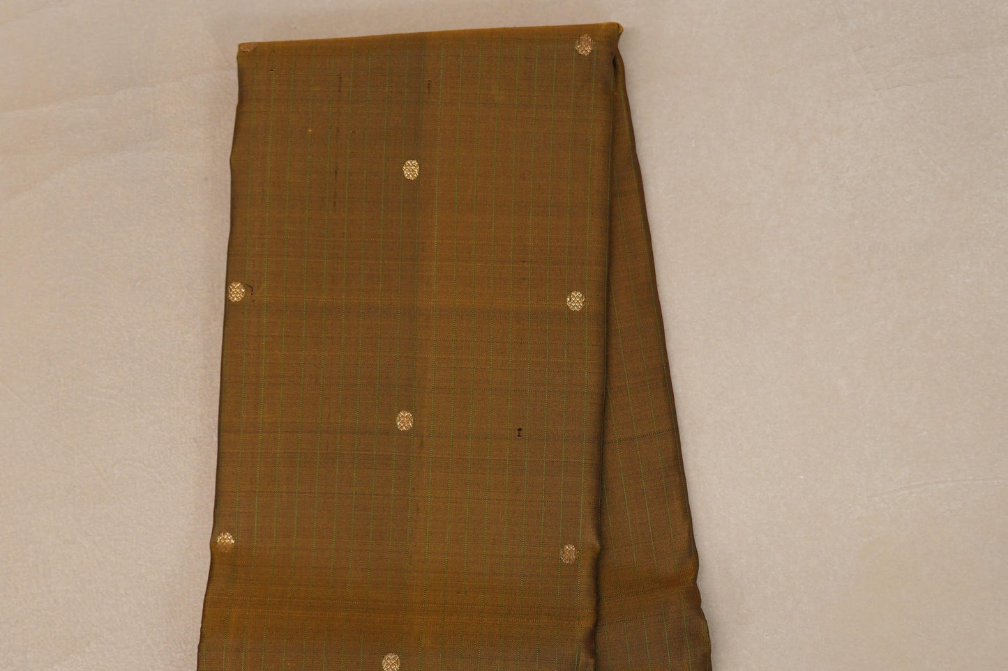 Olive Green/Brown with Leaf Green Borders Vintage Kanjivaram Silk Saree body