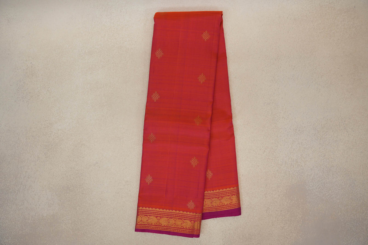 Online Dual Tone of Pink and Orange Vintage Kanjivaram Silk Saree