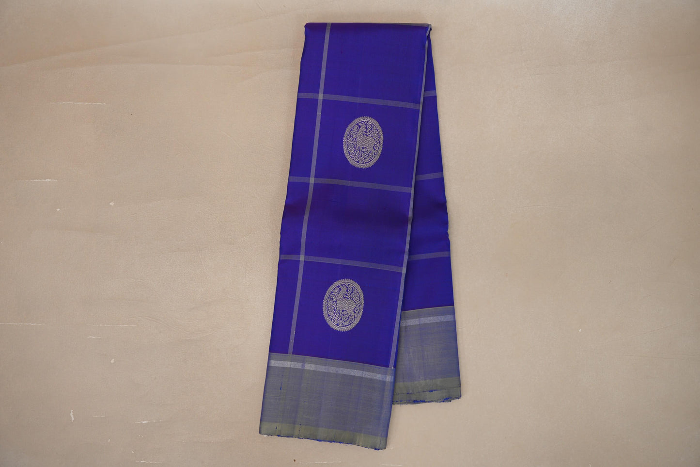 Online Dual Tone of Violet and Blue with Dual Tone of Blue and Elaichi Borders Vintage Kanjivaram Silk Saree