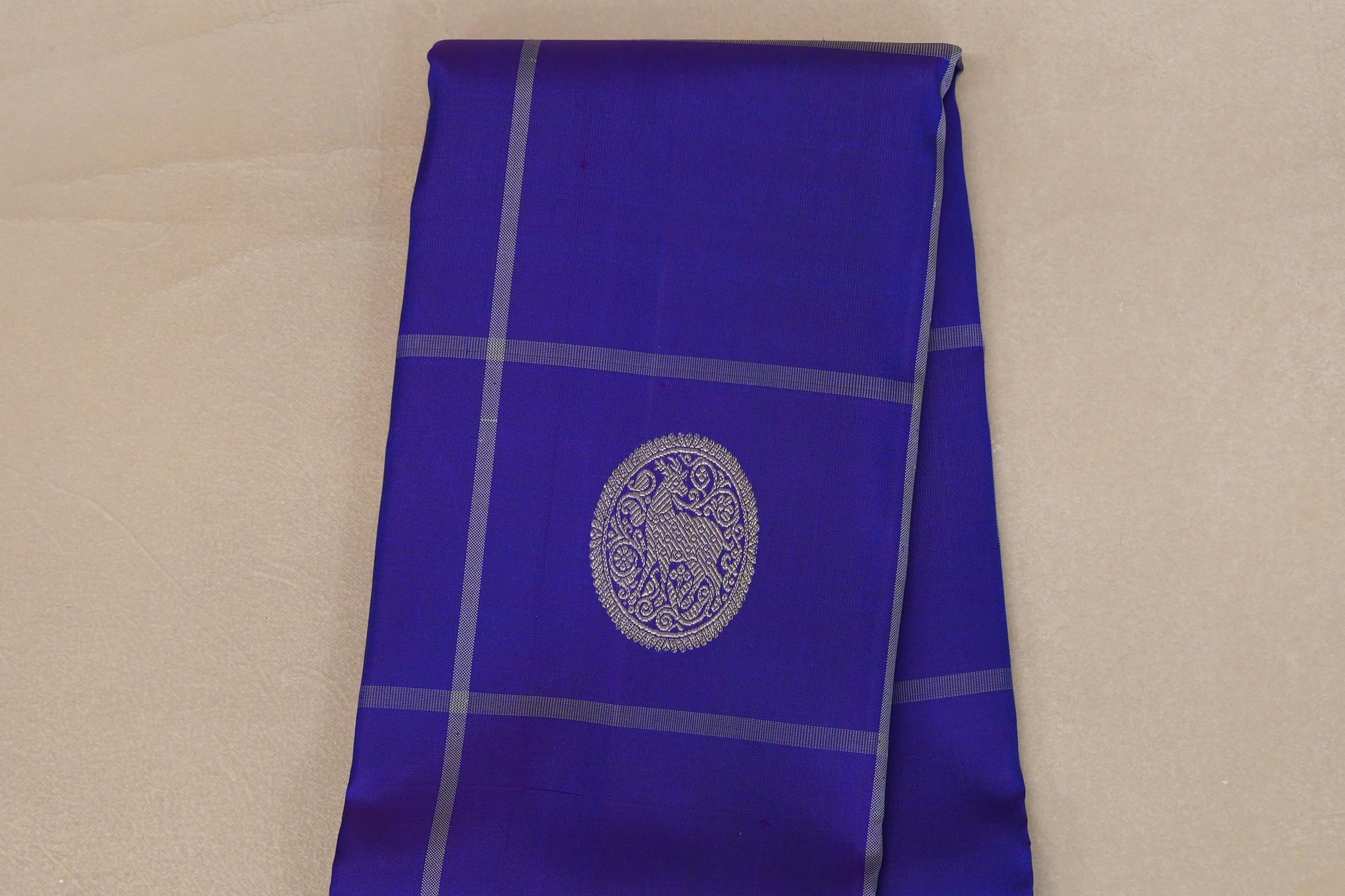Dual Tone of Violet and Blue with Dual Tone of Blue and Elaichi Borders Vintage Kanjivaram Silk Saree body