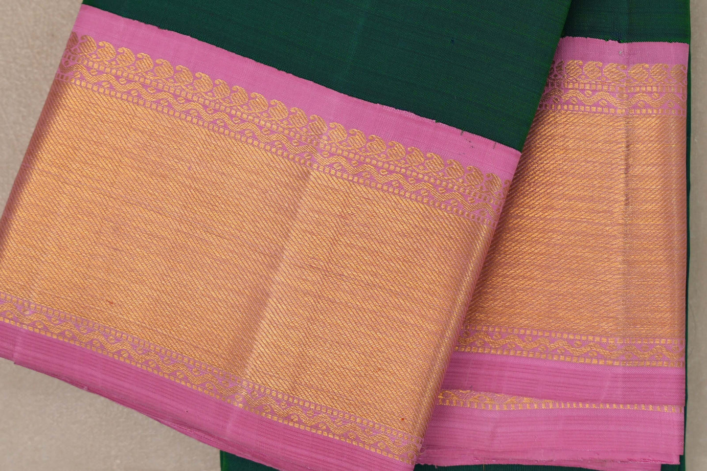Dual Tone Peacock Green and Violet Vintage Kanjivaram Silk Saree SS9373