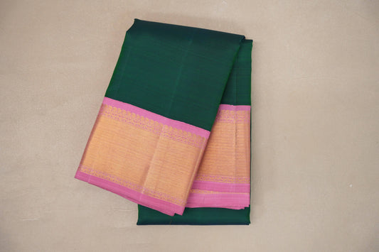 Dual Tone Peacock Green and Violet Vintage Kanjivaram Silk Saree SS9373