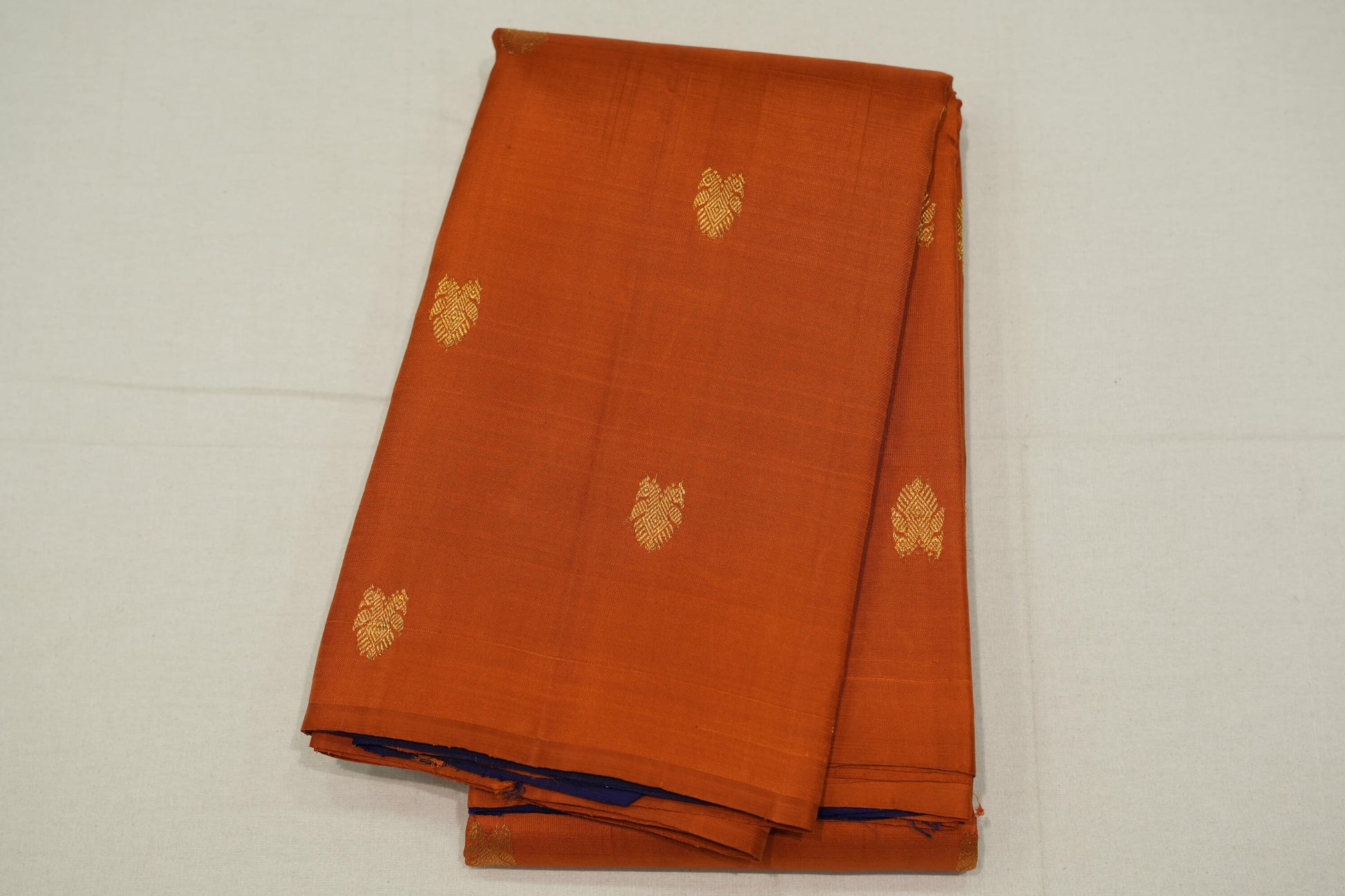 Rust orange vintage kanchipuram silk saree