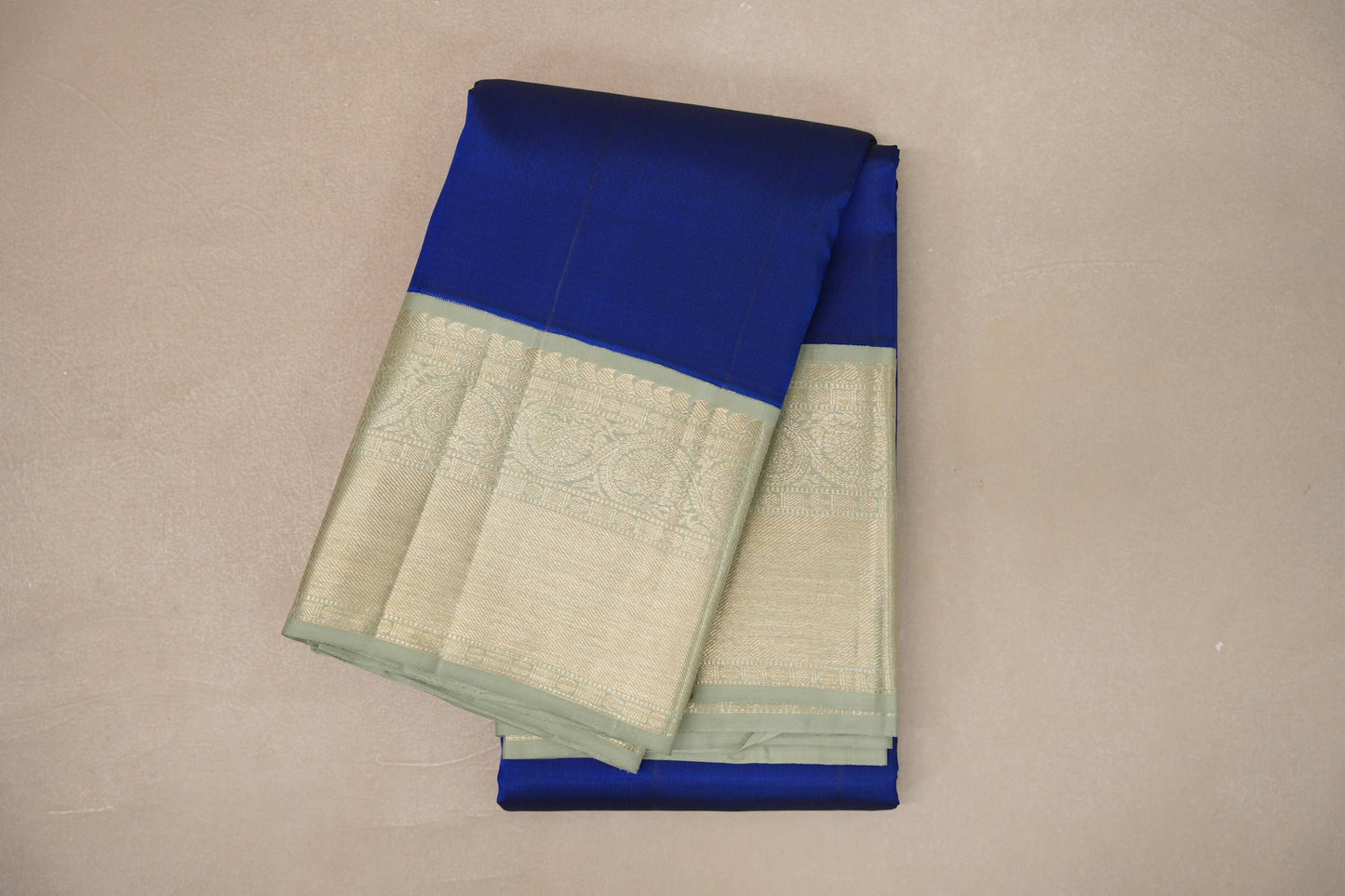 Bright blue with Sage Green borders Vintage Kanjivaram Silk Saree SS9376