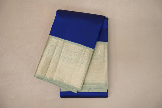 Bright blue with Sage Green borders Vintage Kanjivaram Silk Saree SS9376
